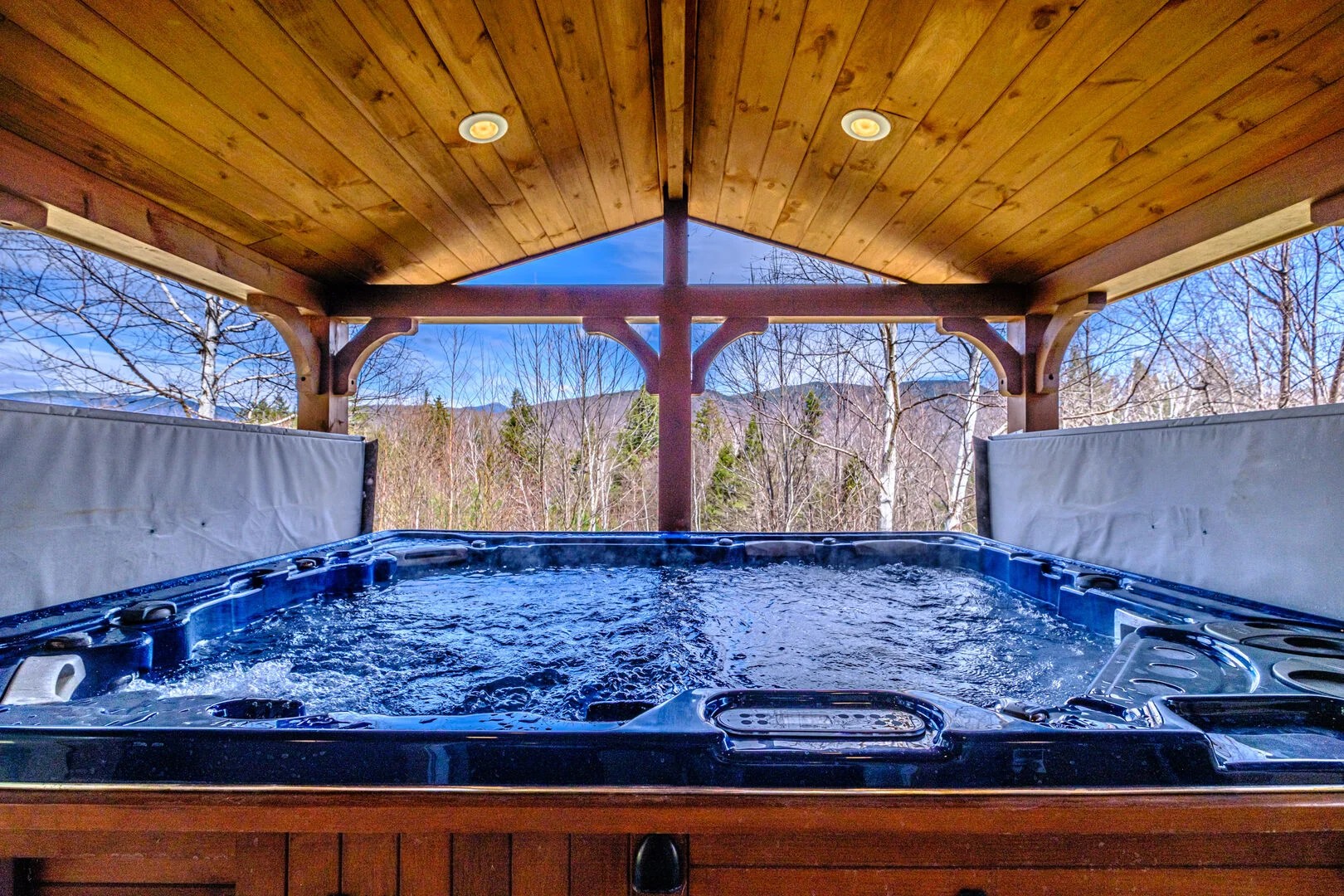 Covered hot tub pavilion